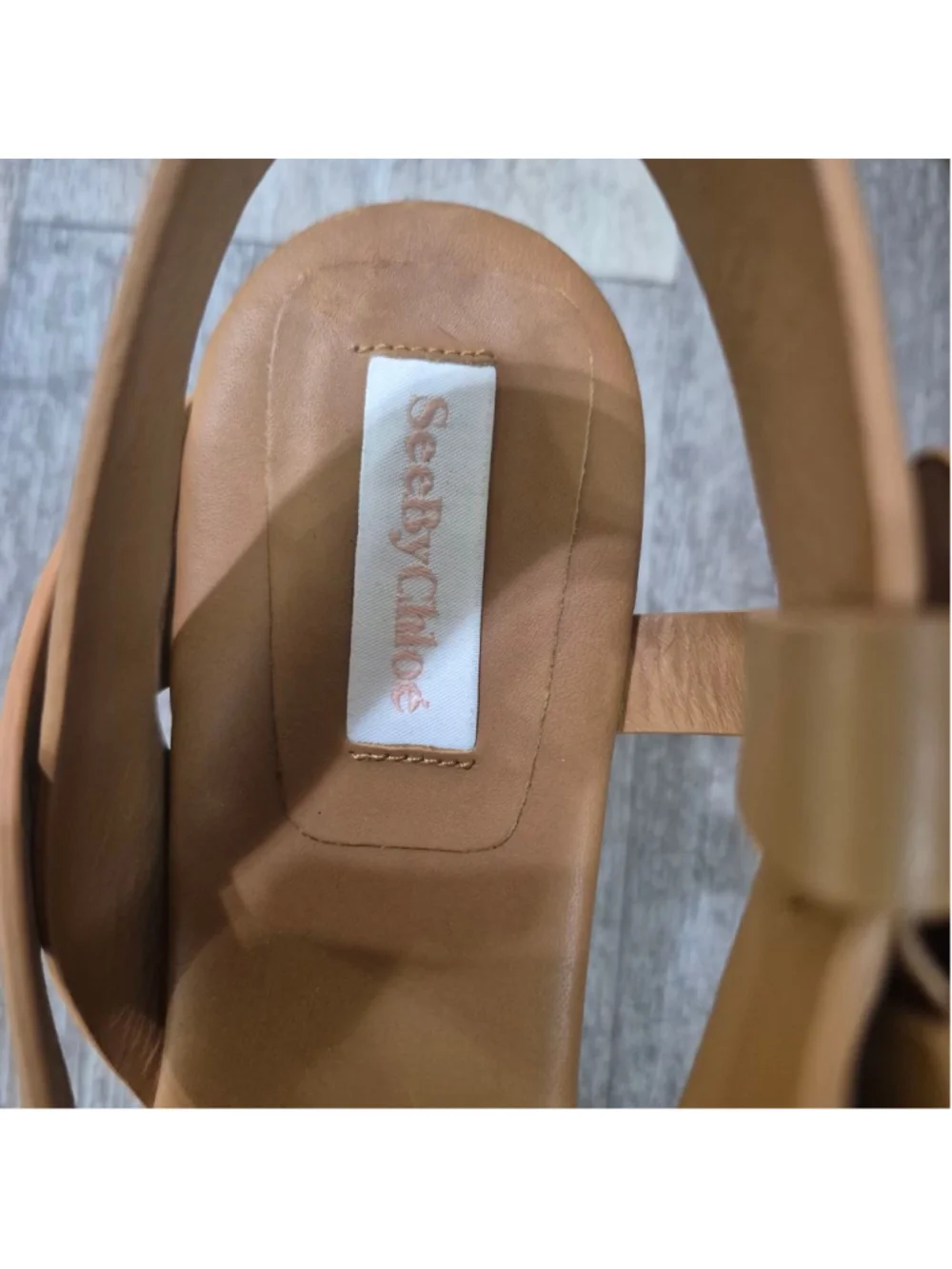 Women's See By Chloé Brown & White Wedge Sandals Size 9.5